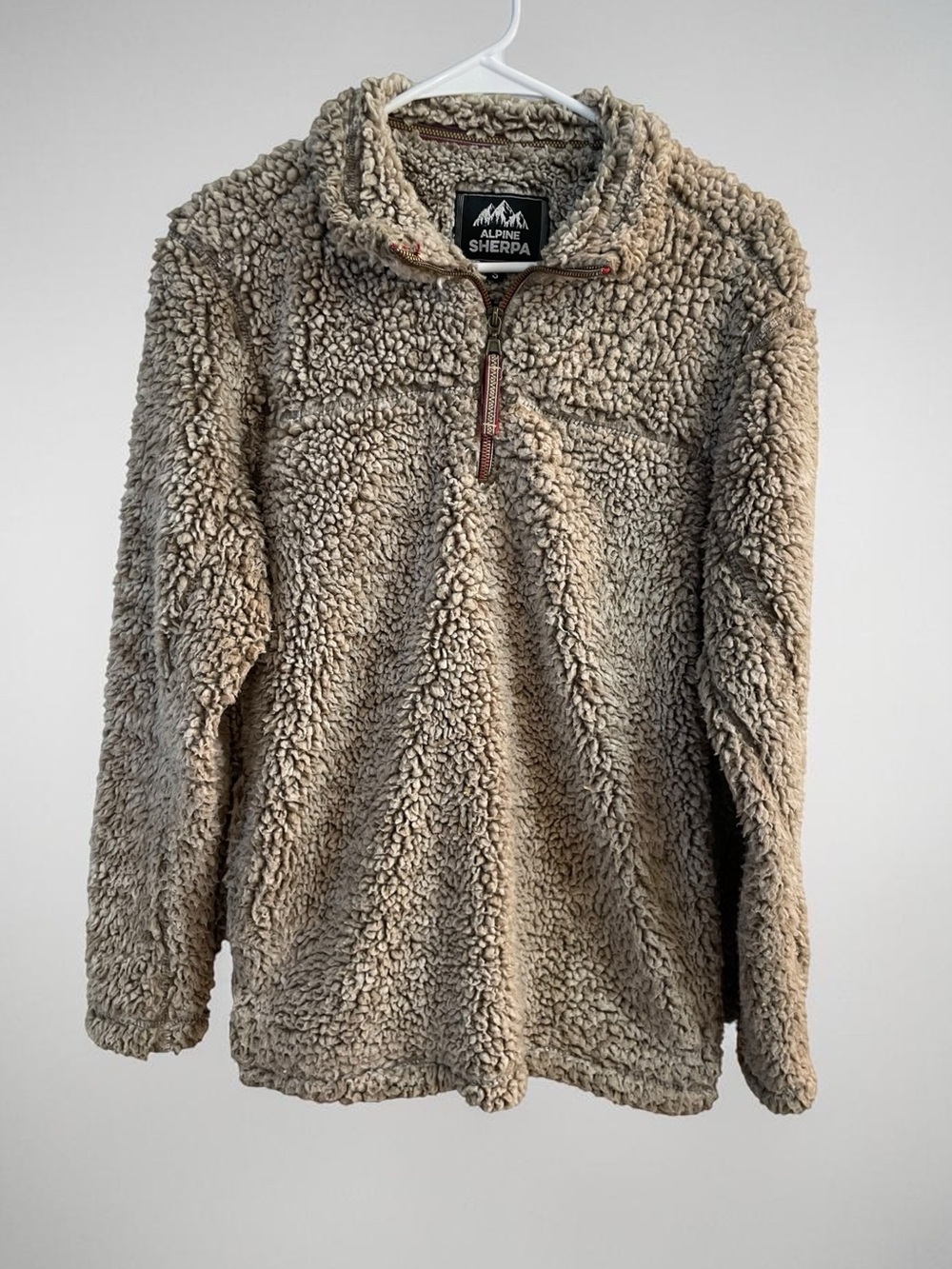 Alpine Sherpa Brown Quarter Zip Fleece Pullover Teddy Jacket Small
